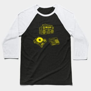 Boombox, Beat Maker, Turntable (Yellow Rose Lines) Analog / Music Baseball T-Shirt